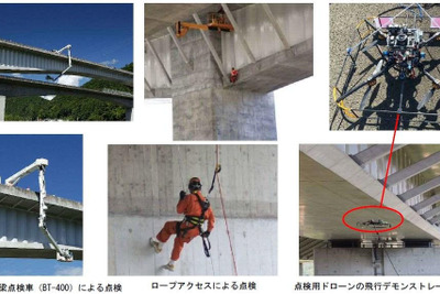 NEXCO中日本、橋梁の点検現場を一般公開…ドローンを使った最新技術など　7月26日 画像