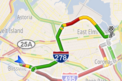 『Google Maps Navigation』のルート案内が渋滞考慮 画像