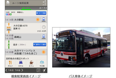 ナビタイム、対応バス路線に大分交通と富士急行を追加 画像