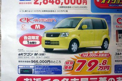 【新車値引き情報】eK が16万8000円引き、パジェロ も デリカ も 画像