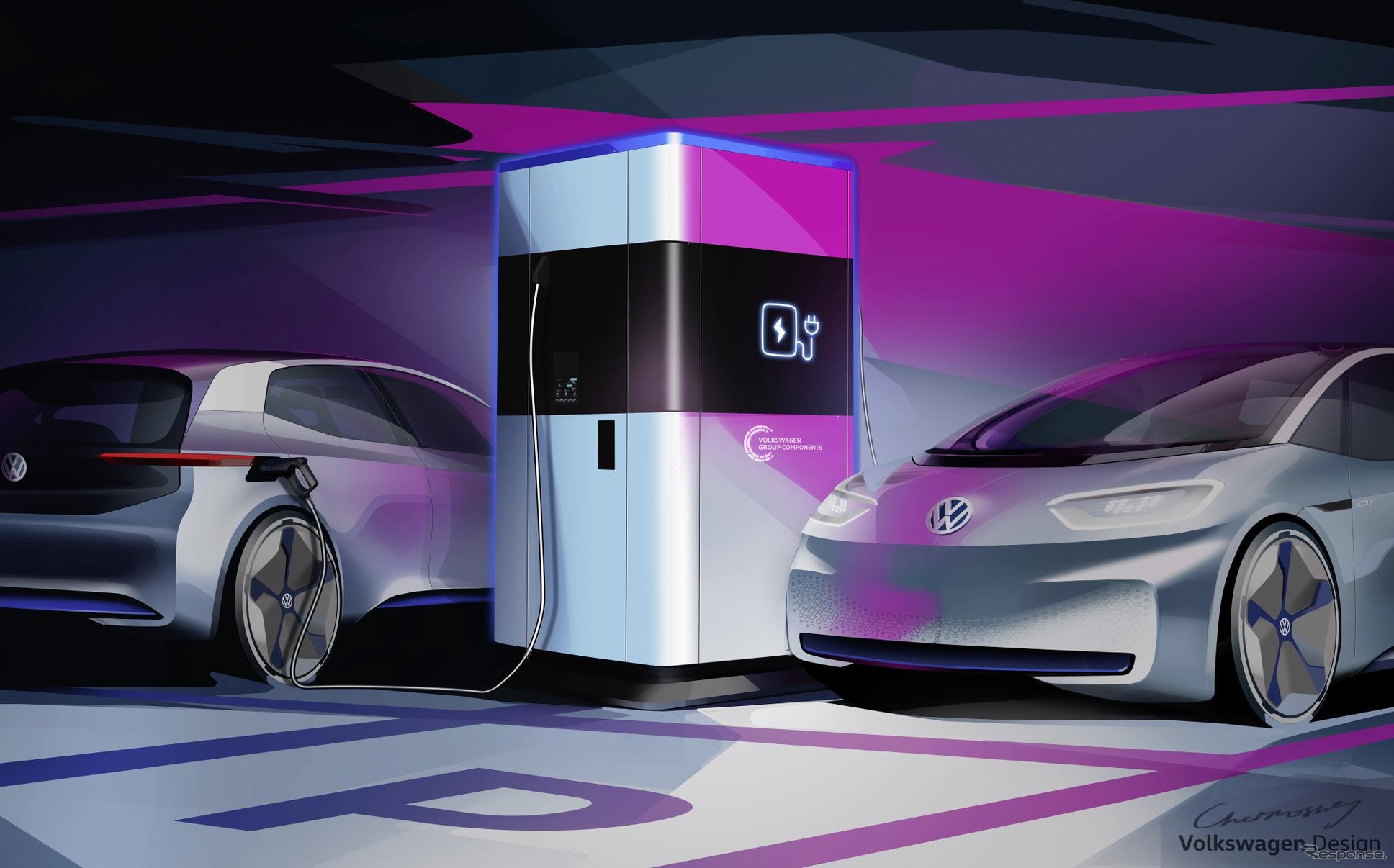 VWの移動式急速充電ステーションのイメージ