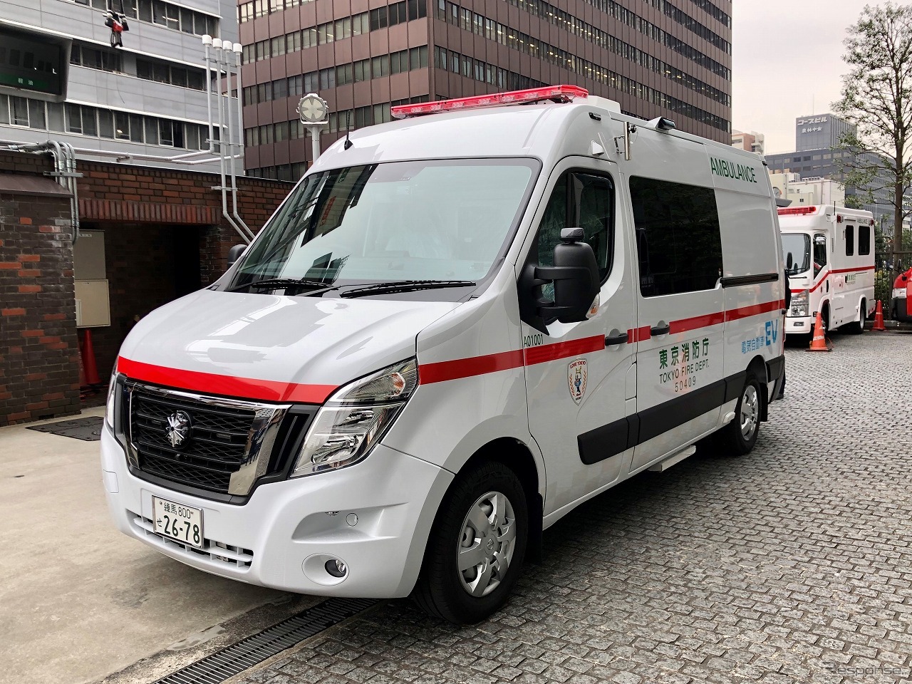 東京消防庁池袋消防署へ納車した日本初のゼロ・エミッション（EV）救急車