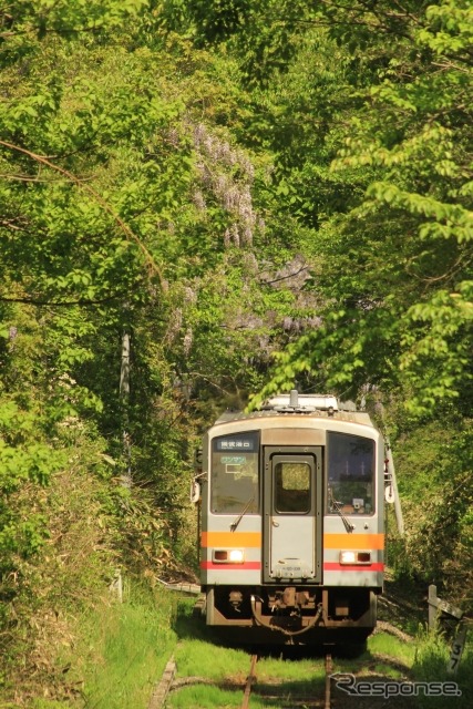 芸備線三次以東で運用されているキハ120形。広島県庄原市内の東城～備後落合間は、2018年度実績で輸送密度がわずか9人という超閑散区間だ。