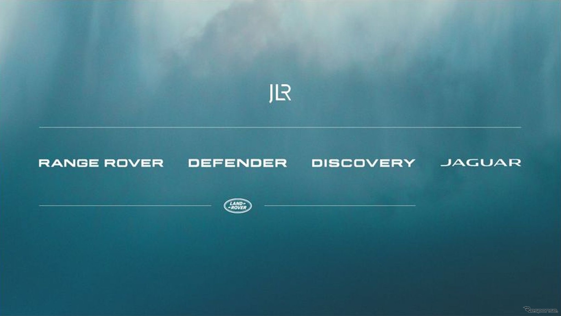 JLRのロゴと傘下の4ブランド（レンジローバー、ディフェンダー、ディスカバリー、ジャガー）