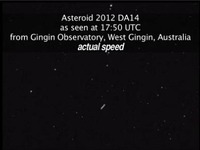 オーストラリアのジンジン天文台で撮影された小惑星DA14 画像