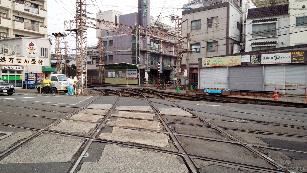 阪堺線と上町線が交差する部分