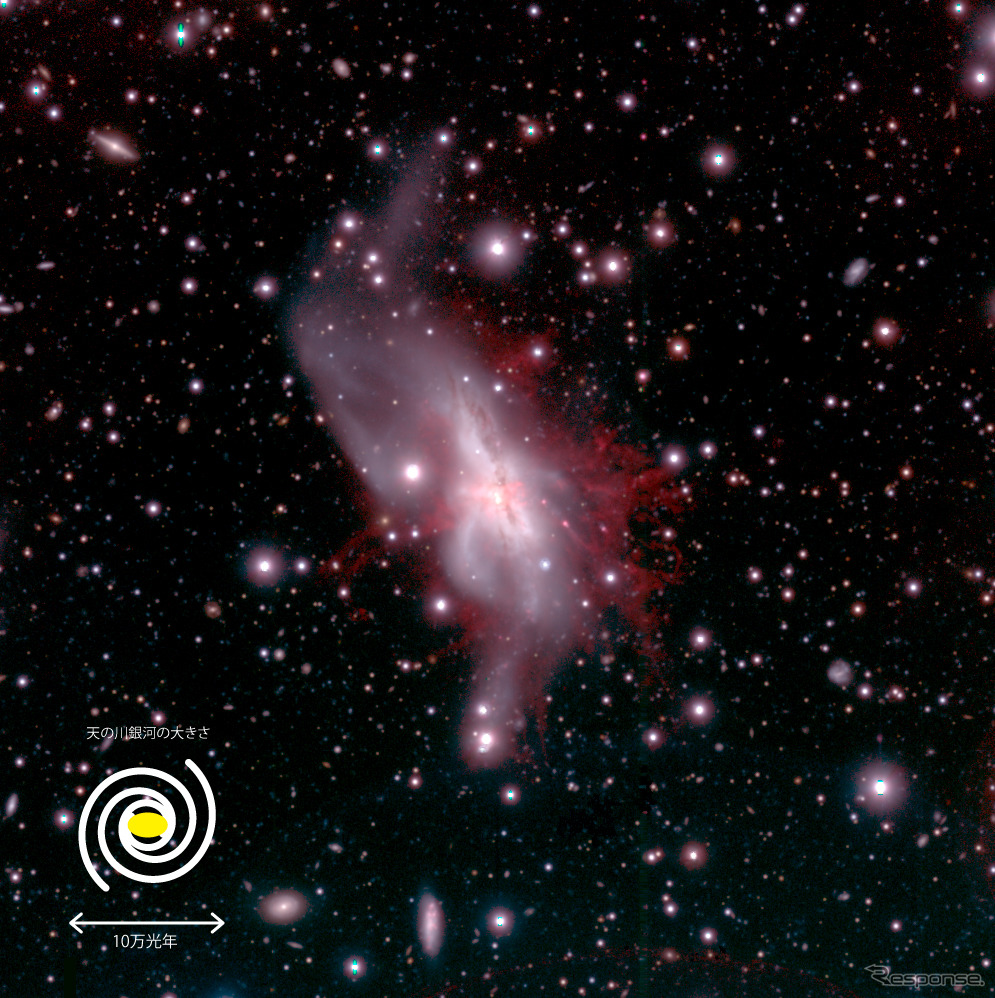 すばる望遠鏡主焦点カメラ Suprime-Cam で得られた NGC 6240 の擬似カラー画像