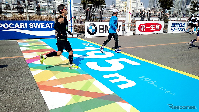 東京マラソン2016のゴール地点となった東京ビッグサイト東棟屋外駐車場