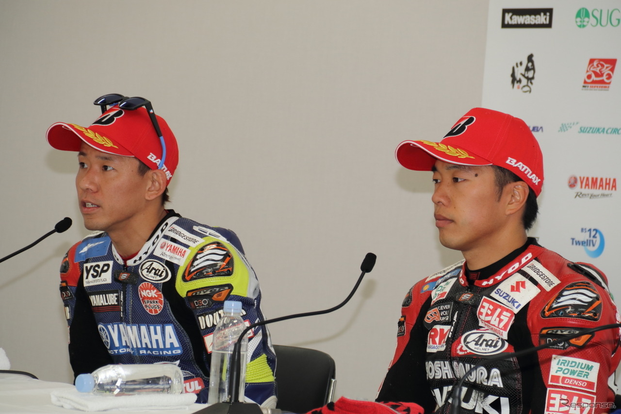 Race1ポールポジションの中須賀とRace2ポールポジションの津田