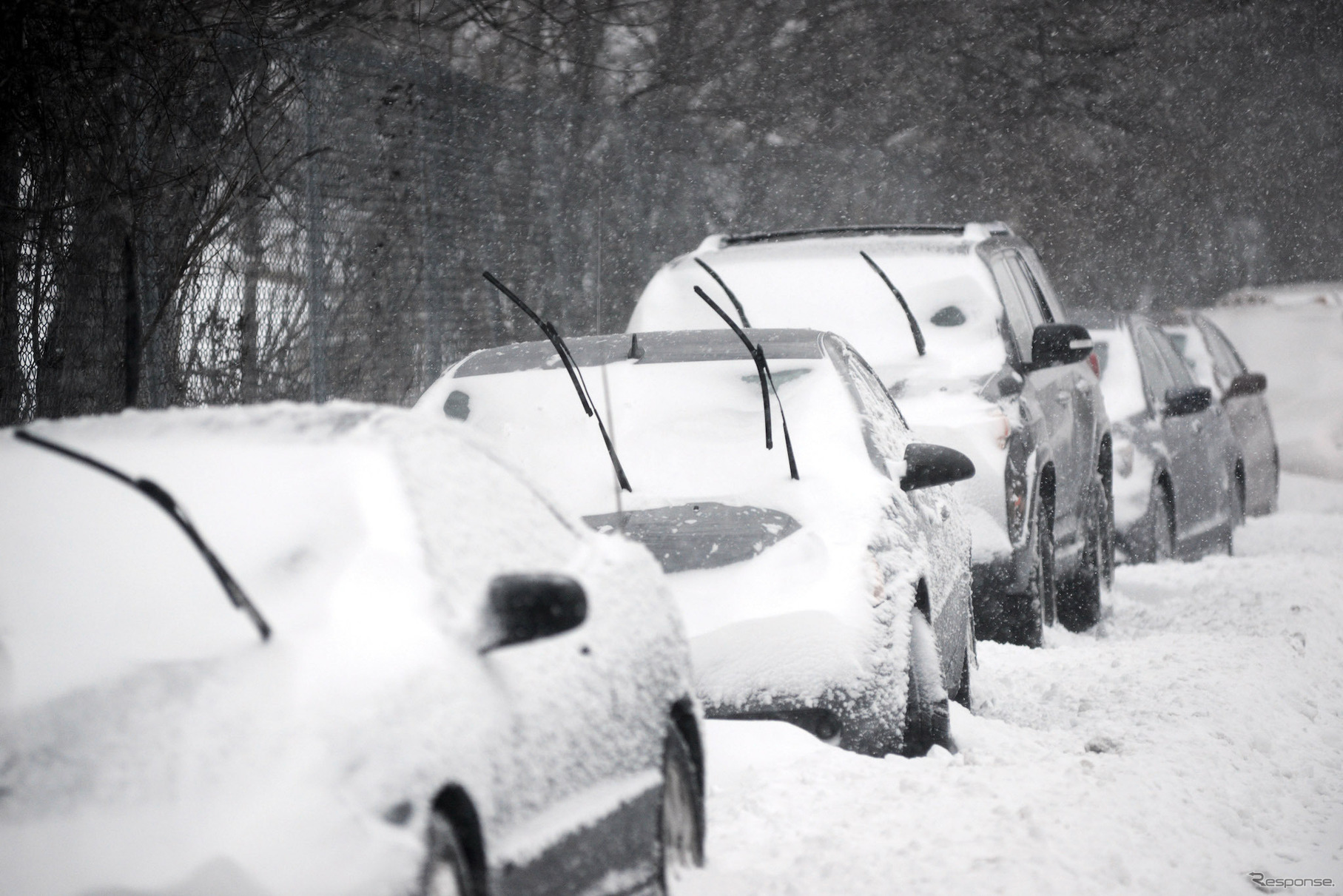 積雪時にワイパーを立てる例　(c) Getty Images