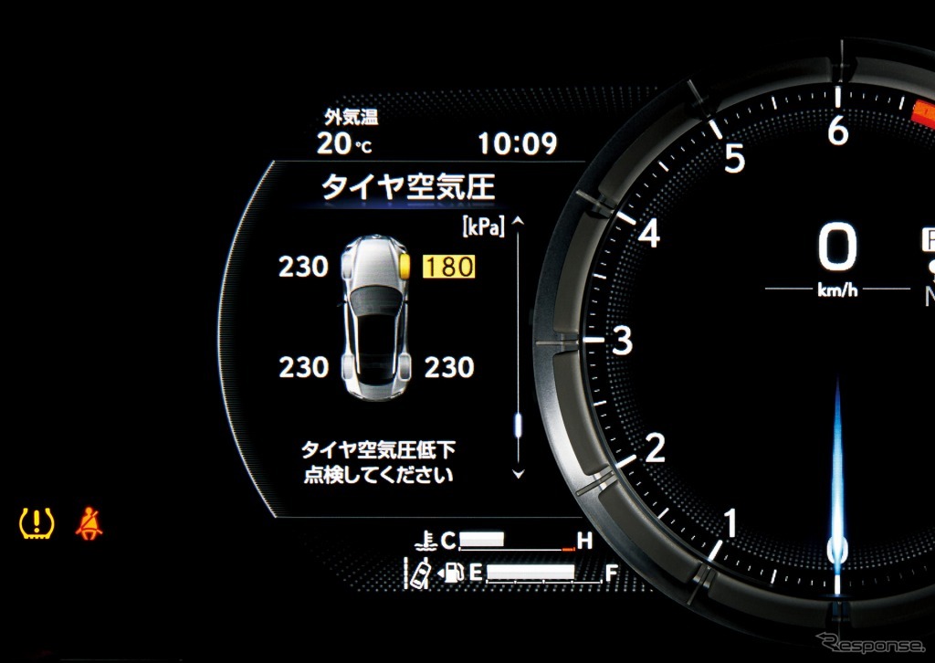 タイヤ空気圧警告表示（マルチインフォメーションディスプレイ表示付）
