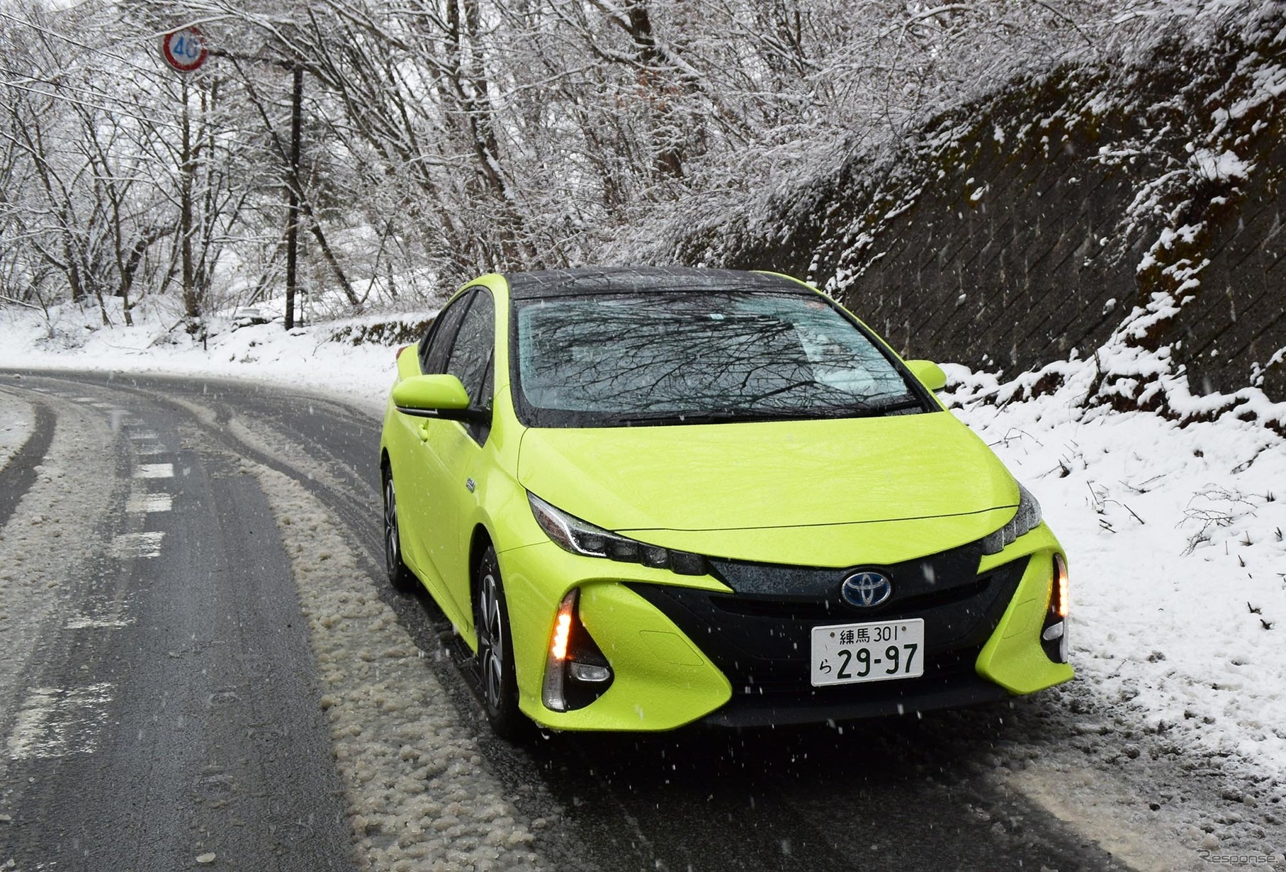 取材予定地、北軽井沢北方に向かうも雪に阻まれ撤退の図。