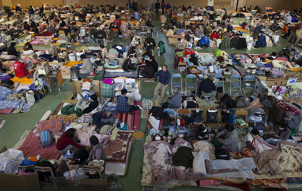 東日本大震災後、陸前高田市の避難所（2011年3月19日）