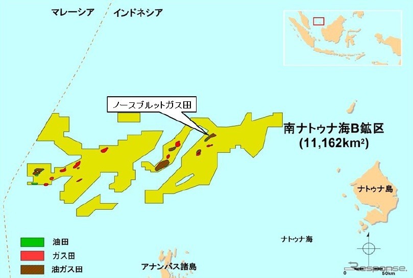 インドネシア共和国南ナトゥナ海B鉱区位置図