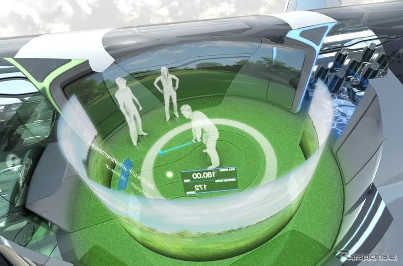 2050年のエアバス構想図。ゴルフゲームなどを楽しめるインタセクテブ・ゾーン
