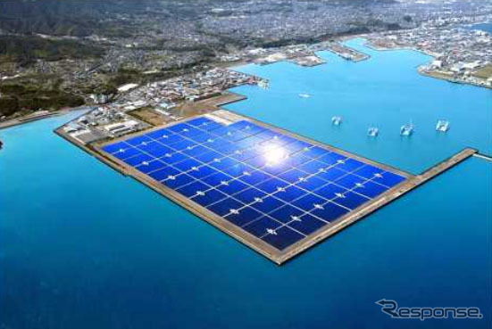 京セラが鹿児島に建設する七ツ島メガソーラー発電所（完成予想図）