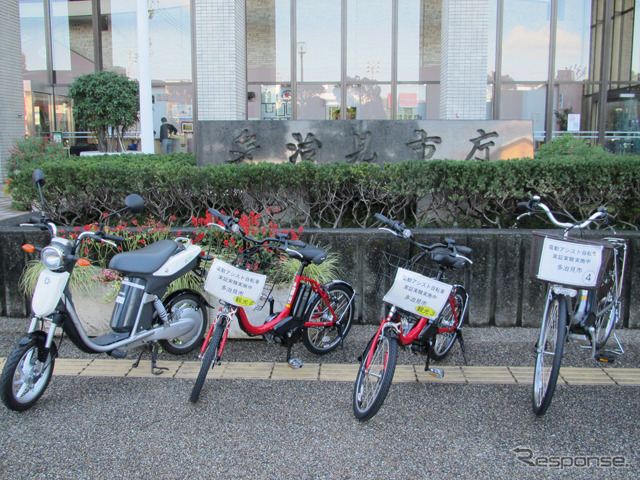 多治見市で使用される電動バイク「EC-03」と電動アシスト自転車「PAS」