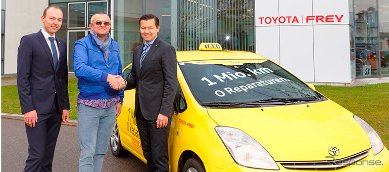 オーストリアで累計走行距離100万kmを達成した2代目トヨタ プリウスのタクシー