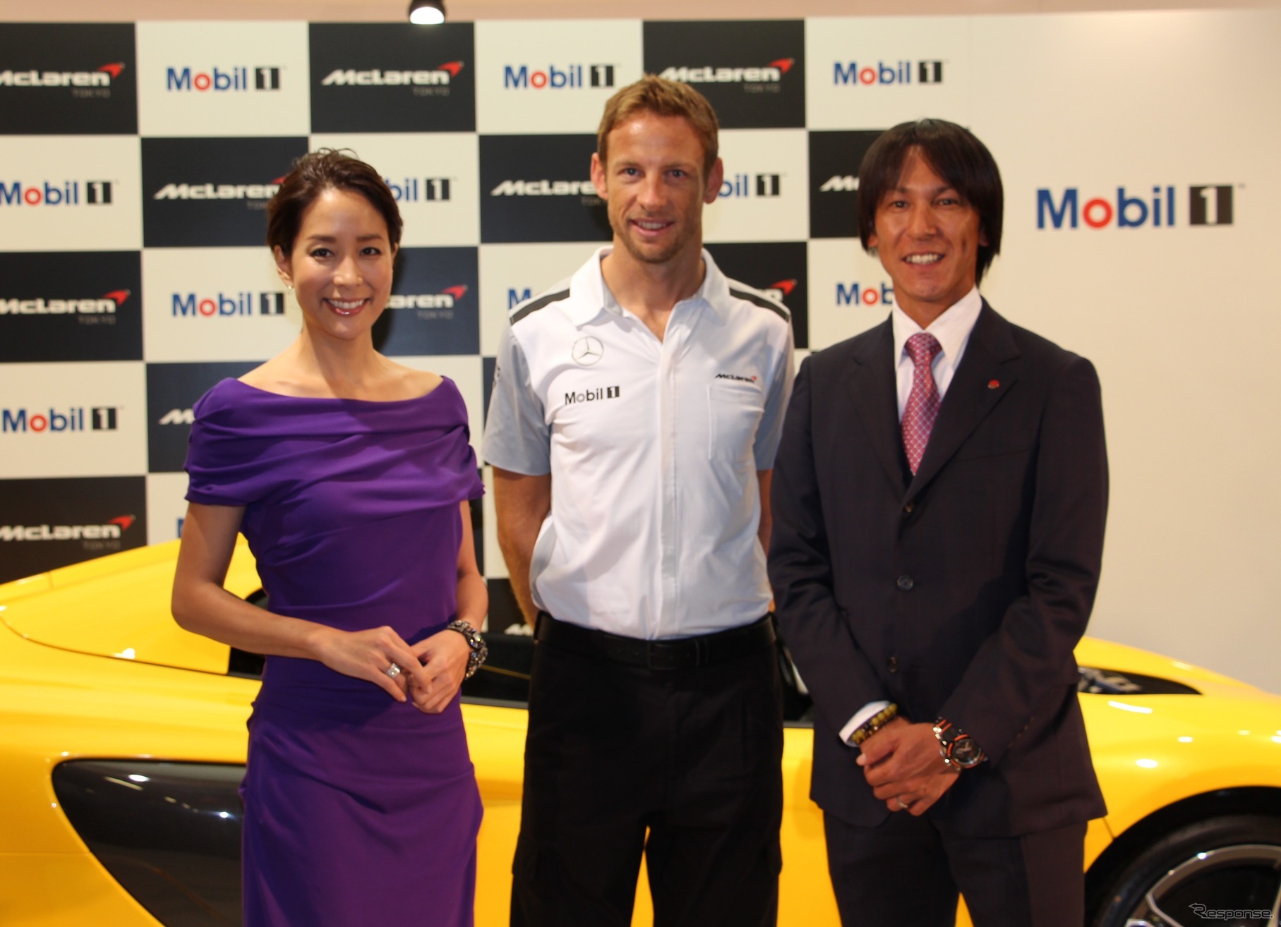 左から、内田恭子さん、ジェンソン・バトン選手、葛西紀明選手