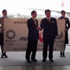 東京2020特別デカール機公開記念イベント（10月14日、羽田空港JAL M2格納庫）