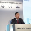 決算を発表する日産自動車の西川社長（5月15日）