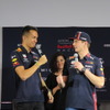 鈴鹿への意気込みを語った、Aston Martin Red Bull Racingのアルボン（左）とフェルスタッペン（右）。