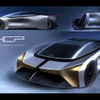 「ハリウッドヒルズ・クリエイティブ・プラットフォーム＝HHCP」が自主プロジェクトとして行ったハイパースポーツEVの提案スケッチ。スポーツカーとバイクをセットでデザインしている。