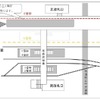 名古屋本線上り線移設の平面概要。