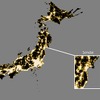が宇宙から撮影した夜間の日本列島
