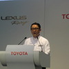 モータースポーツ体制再構築について語る豊田章男社長。
