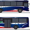 大船渡線BRT向け観光バスは「三陸の『海』」がテーマ。濃い青をベースにする。