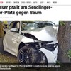 ドイツで起きたBMWM4クーペの事故の様子を伝える独『tz.de』