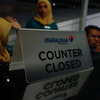 閉鎖されたマレーシア航空カウンター（クアラルンプール国際空港）