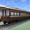 SL列車『やまぐち』に導入される新しい客車のイメージ。マイテ49形など蒸気機関車の全盛期に運用されていた客車のイメージで新製される。
