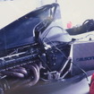 会見場の展示。1992年頃のマクラーレン・ホンダと思われる写真にも「CALSONIC」のロゴがある。