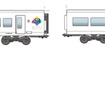 「アニバーサリー列車」のエンブレム(左）とロゴ（右）のイメージ。車体側面に貼り付けられる。