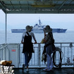 瀬戸内海汽船「広島～江田島 三高 フェリー航路」に乗る。軍艦とすれ違う
