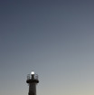 日没直後の薩摩長崎鼻灯台。これから空の色が次第に変わっていく。