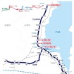 大津線の路線図。4駅の駅名が変わる。