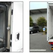 左：蓄冷板を搭載した車載保冷スペース　右：車載保冷スペースの形状を変えたことで荷台の棚を有効に使えるようになった