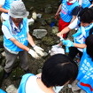 淀川河口でシジミやカニの存在を確認した参加者たち