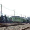 神奈川臨海鉄道が静態保存しているC56形蒸気機関車の139号機（通常は非公開）も展示。ディーゼル機関車（右）と貨車数両（中央）、C56 139（左）で編成を組み、駅構内をディーゼル機関車に引かれて数回走行した。