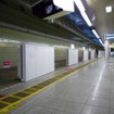 設置工事中の有楽町線千川駅のホームドア。同駅での使用開始で、有楽町線は全24駅にホームドアの設置が完了する。