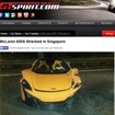 マクラーレン650Sスパイダーのシンガポールでの事故を伝えた『GTspirit.com』