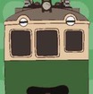 「有頂天家族」に登場した「偽叡山電車」。デナ21形をモチーフにして描かれた。