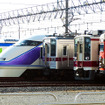 展示車両たち。左から100系、10000型、6050系、8111号編成（2014 東武ファンフェスタ）