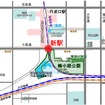 嵯峨野線京都～丹波口間の新駅の位置。京都鉄道博物館の北側になる。