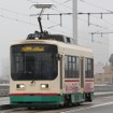 「アルペンルート5日間フリー乗車券」は富山地鉄の鉄道線や路面電車も利用できる。写真は富山大橋を走る路面電車。