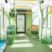 大阪市交通局が南港ポートタウン線（ニュートラム）に導入する新型車両200系の車内イメージ。2種類あり、こちらはグリーン