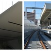 今回の下り線高架化に伴い青木駅と深江駅の下り線ホームも高架化される。写真は青木駅。